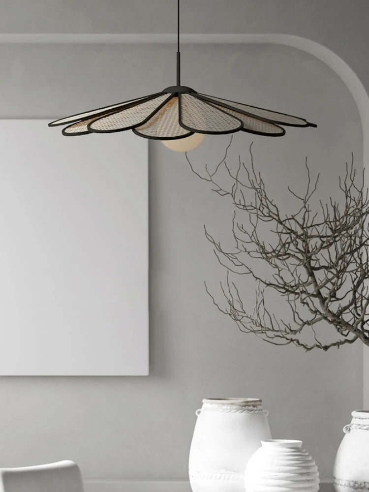 lustre créatif en rotin style japonais moderne pour intérieur élégant - vue 3 sur 8