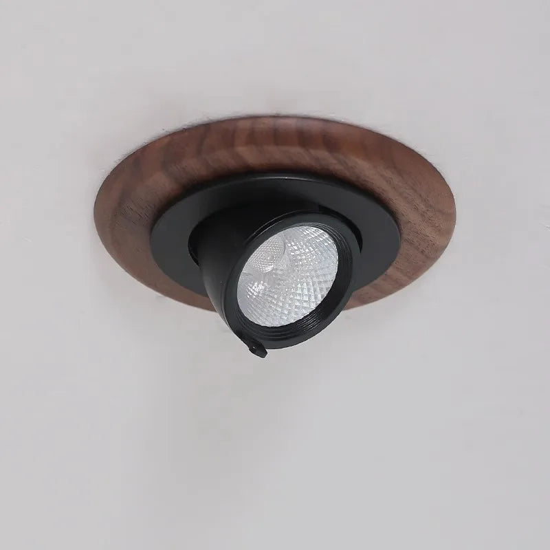 Walnut Wood Wall Wash Light, Modern Wabi-Sabi Vintage, Rotatable Recessed Spotlight for Living Room, Dining Room, Bedroom, Study - vue 4 sur 8