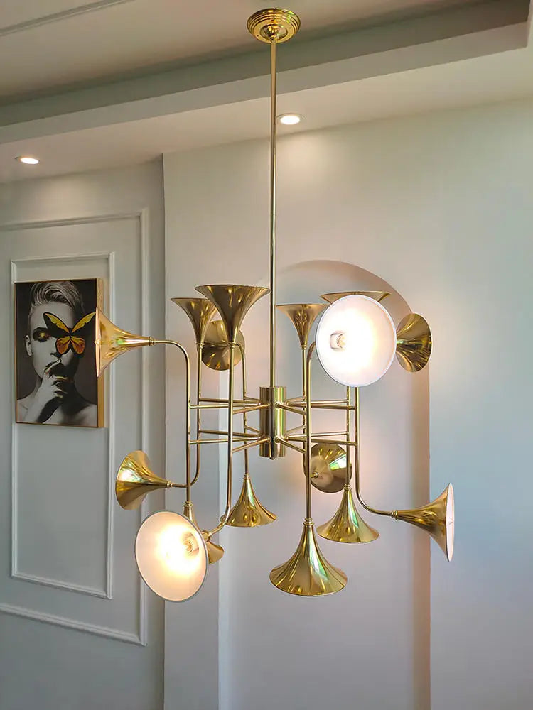 plafonnier led design corne d'or pour décoration intérieure créative - vue 3 sur 5