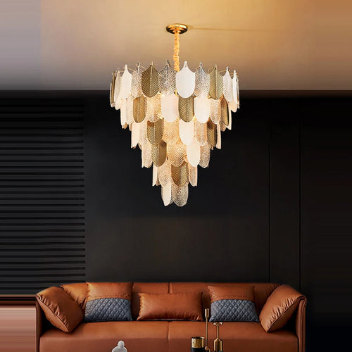suspension moderne en acier inoxydable et verre décoratif - vue 6 sur 13