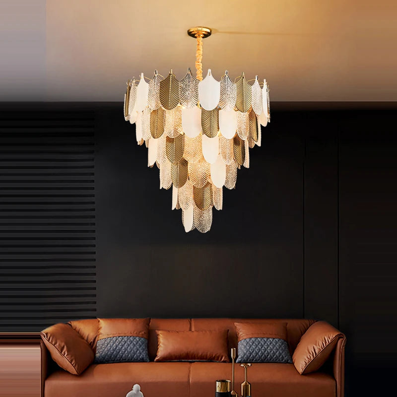 suspension moderne en acier inoxydable et verre décoratif - vue 5 sur 13