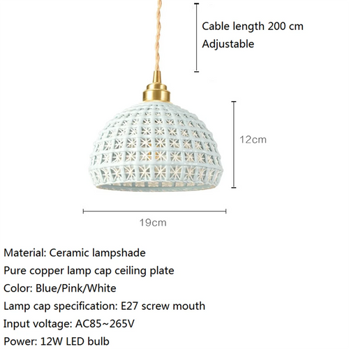 suspension LED en laiton et céramique style nordique rétro - vue 2 sur 9