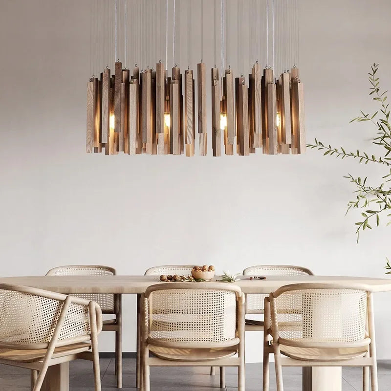 Lustre de Restaurant chinois en bois massif - vue 4 sur 16