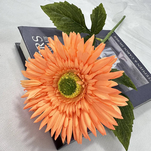 gerbera simple avec feuilles pour décoration de mariage et fête - vue 11 sur 15