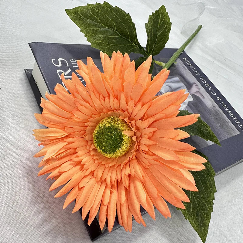 gerbera simple avec feuilles pour décoration de mariage et fête - vue 10 sur 15