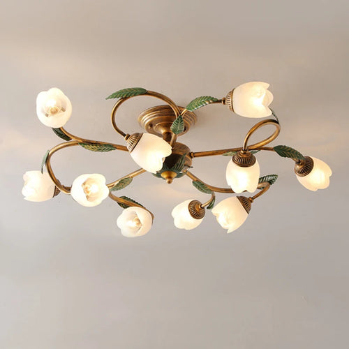 Plafonnier Led blanc fleur campagne française déco intérieur Villa salon couloir style américain - vue 2 sur 8