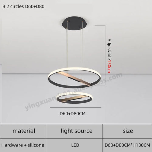 lustre moderne à anneau rond pour éclairage intérieur - vue 9 sur 11