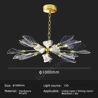 lustre moderne en verre de résine en forme de feuille pour intérieur