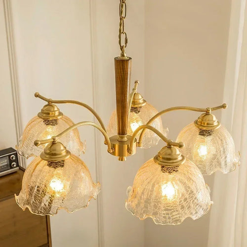 lustre suspendu nordique rétro abat-jour en tissu plissé lampe décorative - vue 2 sur 11