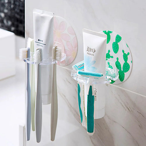 porte-brosse à dents auto-adhésif avec support et distributeur intégré - vue 4 sur 14