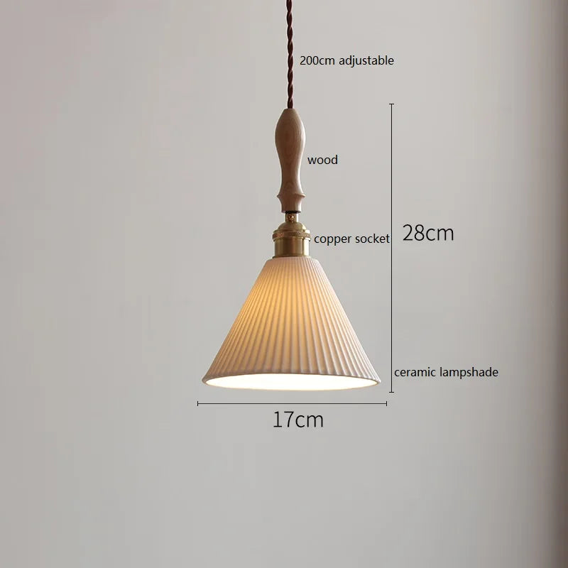 Suspension style japonais en céramique et bois de frêne vintage - vue 15 sur 29