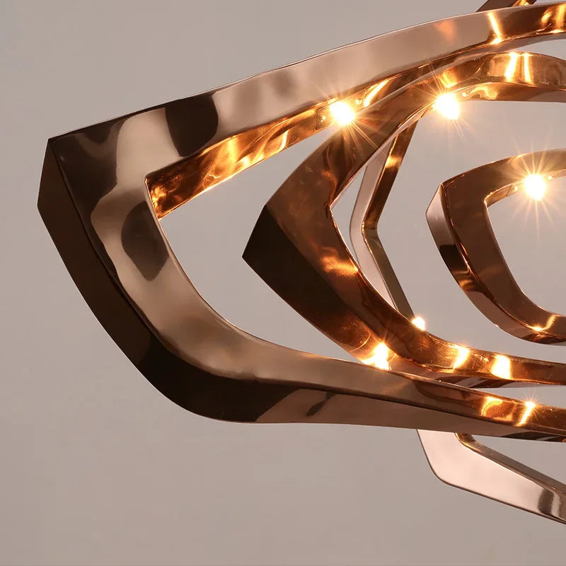 New Designer LED Living Room Chandeliers Stainless Steel Creative Dining Bedroom Lighting Postmodern Light Luxury Hanging Lamps - vue 5 sur 6