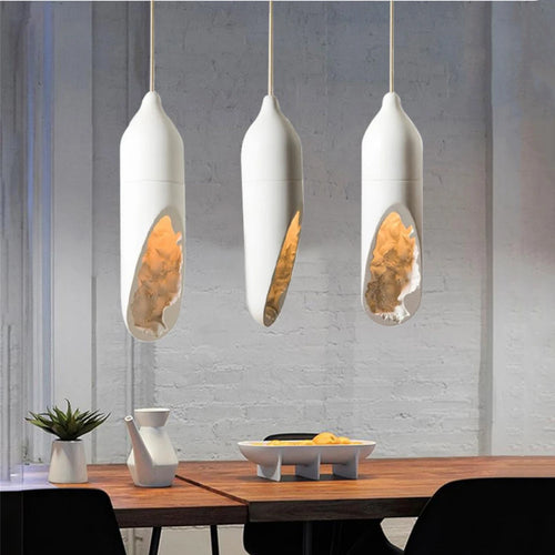 Janpanese Wabi Sabi suspension moderne créative plâtre suspension lampe Foyer cuisine chambre chevet abstrait blanc lustre - vue 4 sur 7