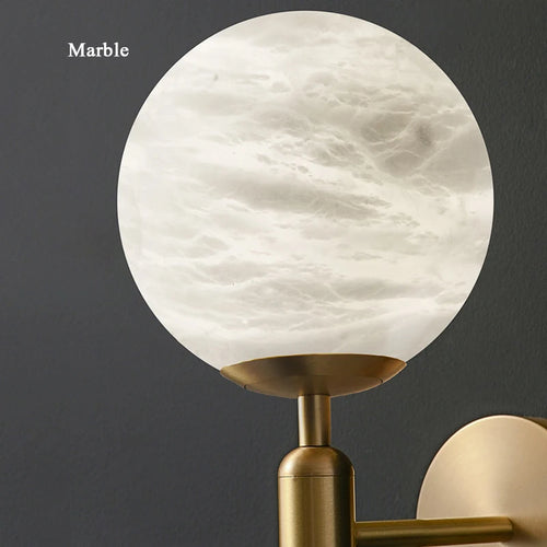 applique murale led créative boule laiton marbre style européen antique - vue 6 sur 6