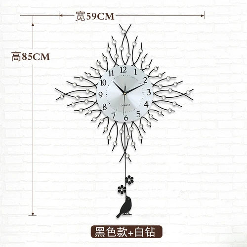 horloge murale à pendule design européen en métal unique - vue 16 sur 19