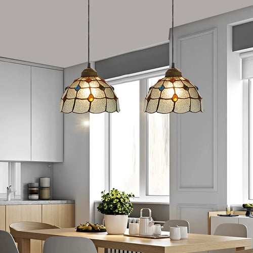 suspension tiffany vitrail pteris luminaire décoratif pour intérieur - vue 3 sur 9