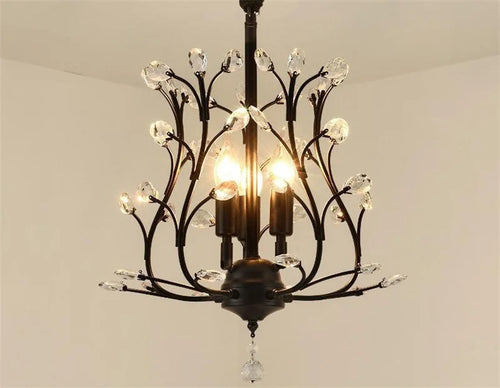 lustre vintage en cristal à quatre branches pour éclairage élégant - vue 6 sur 8
