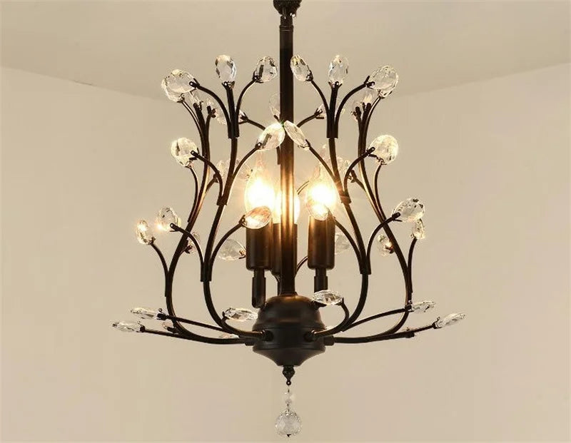 lustre vintage en cristal à quatre branches pour éclairage élégant - vue 5 sur 8