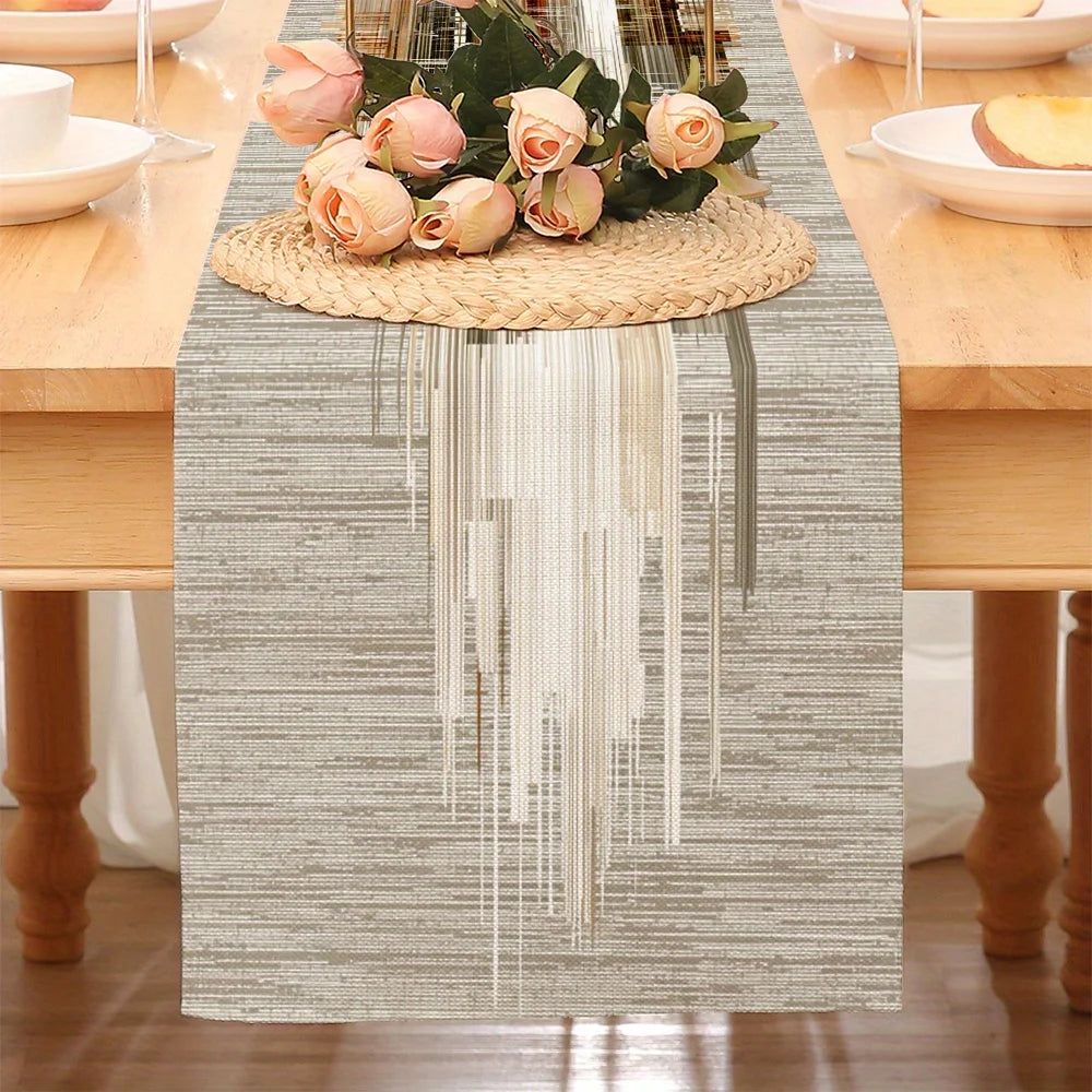 Chemin de table motifs rayures abstraites style minimaliste - vue 1 sur 6