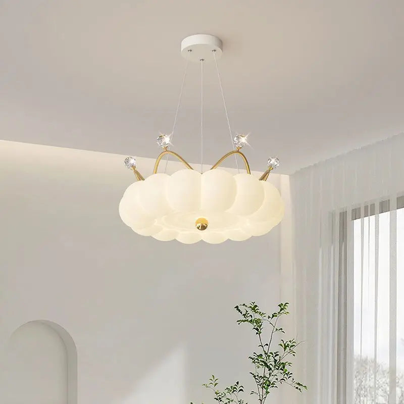 lustre moderne led avec suspension couronne option télécommande - vue 4 sur 12