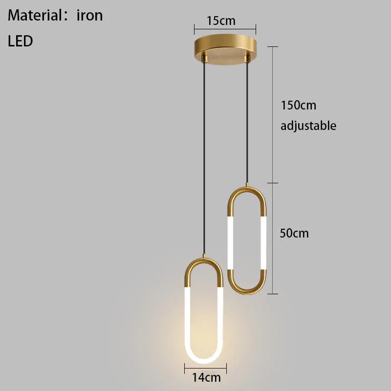 suspension LED ellipse design moderne réglable en hauteur - vue 10 sur 12