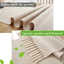 Chemin de table lin beige brodé style rustique