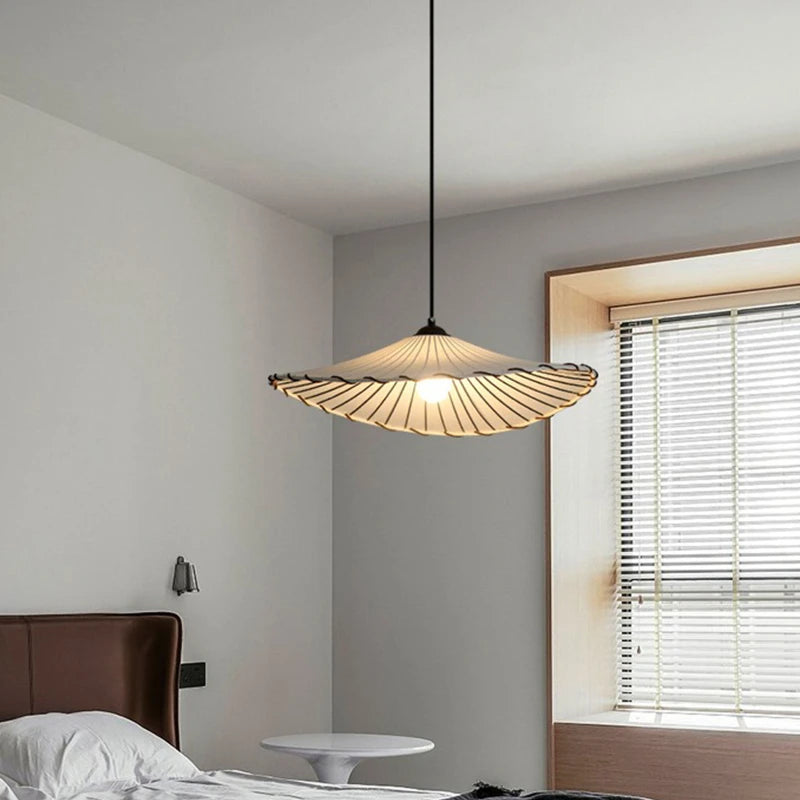 lustre en tissu nordique design chapeau de paille décoratif - vue 3 sur 14