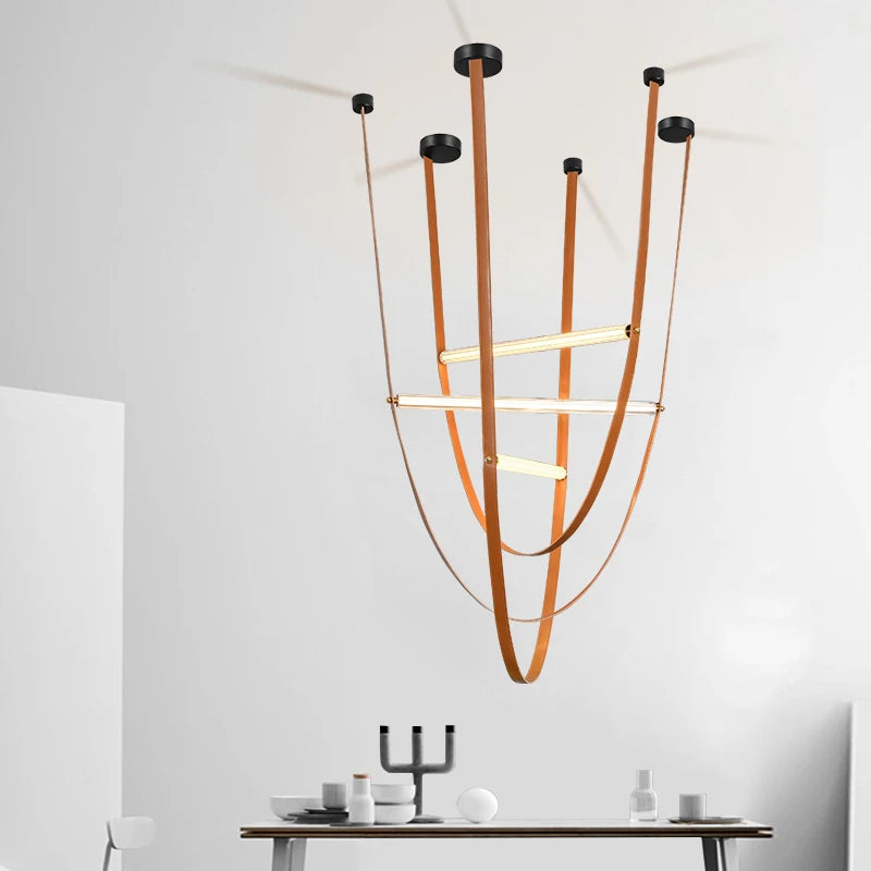 suspension tube de verre led créative minimaliste postmoderne - vue 2 sur 14