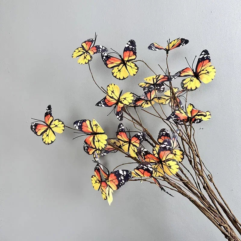 branche de papillon artificielle avec fausses fleurs décoratives pour jardin - vue 2 sur 13