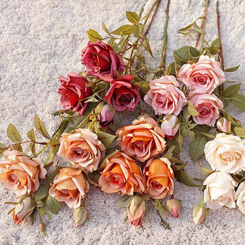 nouvelle décoration automnale fleurs artificielles roses bouclées luxe mariage - vue 3 sur 11