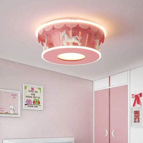 plafonnier led carrousel créative dessin animé luminaire pour filles - vue 2 sur 8