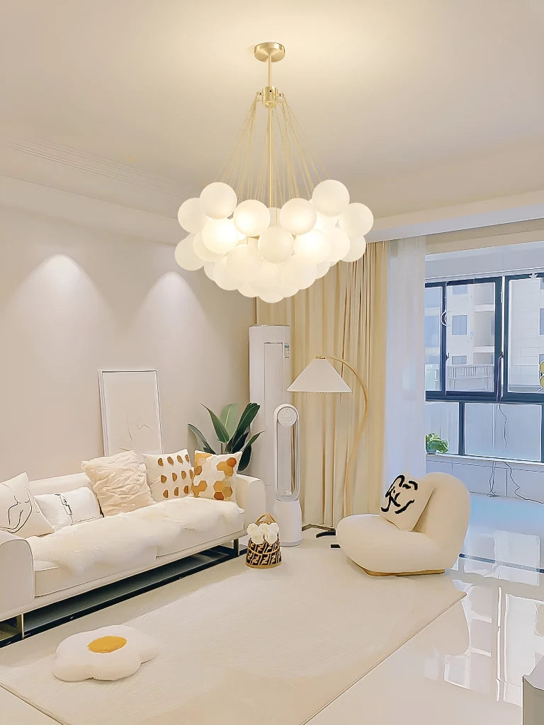 LED élégant moderne bulle boule plafond lustre ivoire verre suspension lumières nordique pour salle à manger Restaurant lampe suspendue - vue 3 sur 10