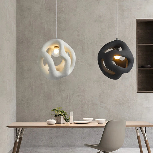 suspension wabi-sabi design haut de gamme en résine led - vue 2 sur 8