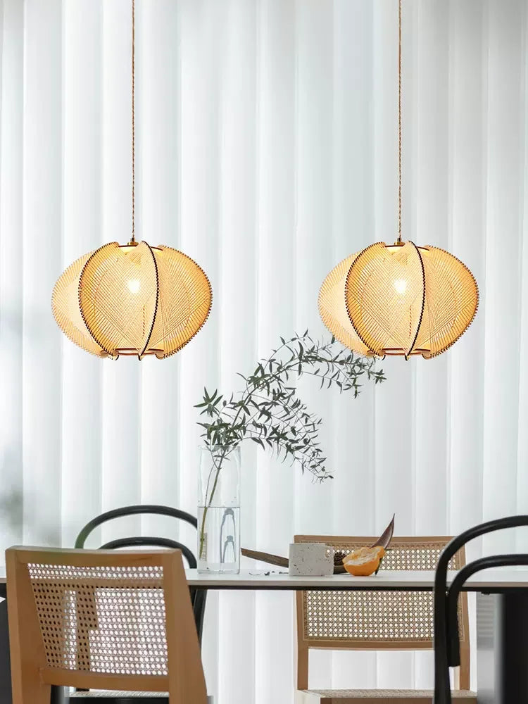 lustre en corde de chanvre et bois pour décoration intérieure - vue 3 sur 9