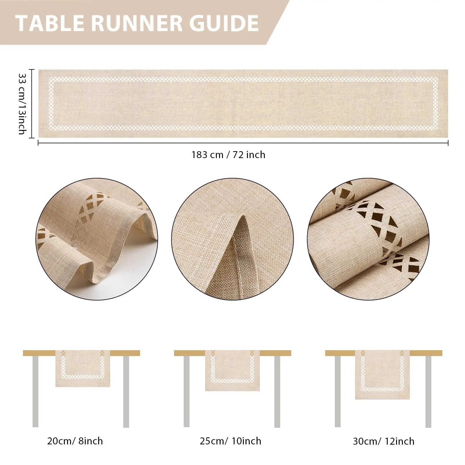 chemin de table lin ajoure style moderne repas - vue 7 sur 13
