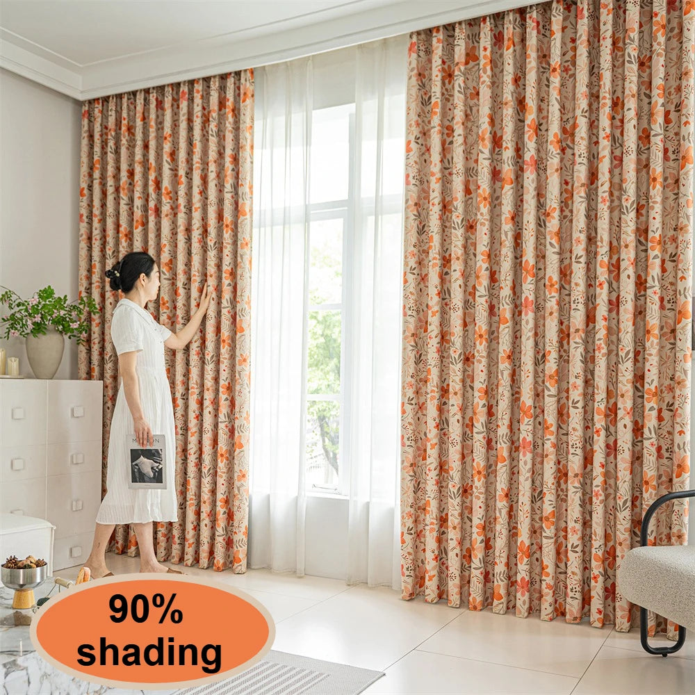 Rideau occultant motif floral moderne pour salon chambre - vue 2 sur 7