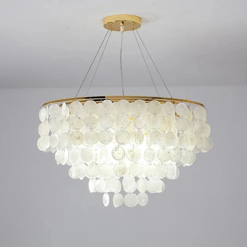 lustre nordique en coquillage avec luminaire à led - vue 3 sur 17