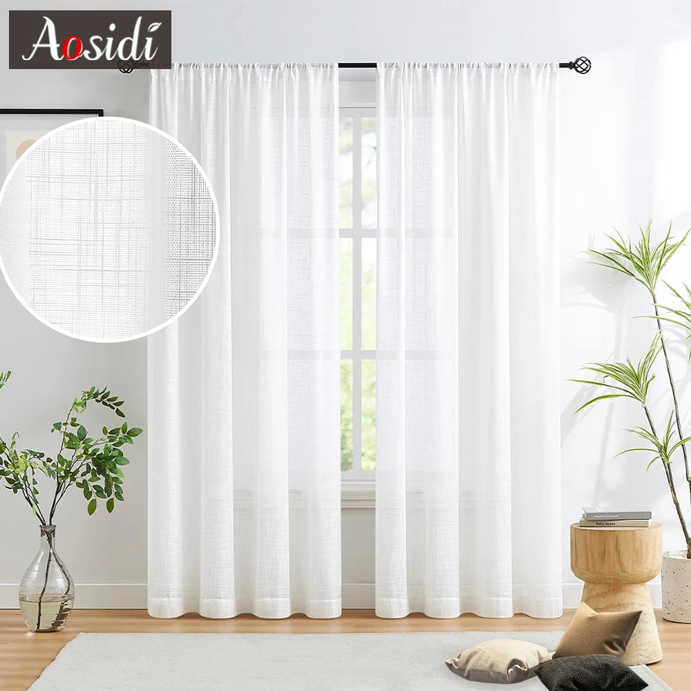 Voilage effet lin style japonais pour salon chambre - vue 1 sur 7