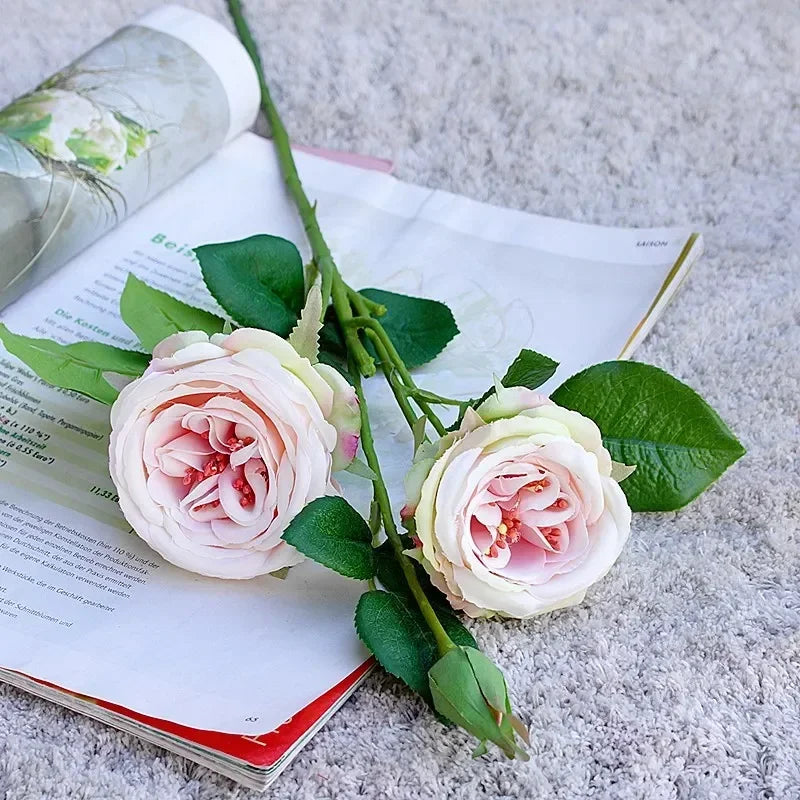 fleurs artificielles roses blanches décoratives pour toutes occasions - vue 5 sur 7