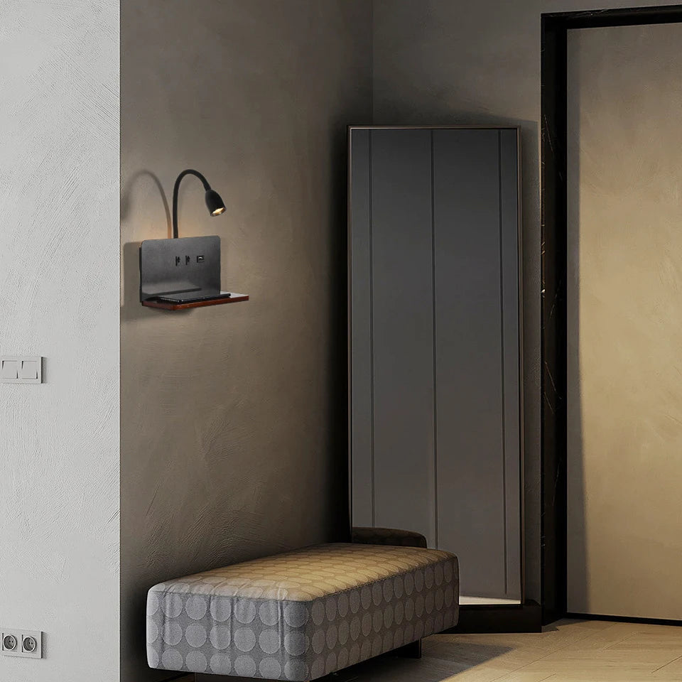 Applique murale LED d'intérieur avec Interface USB et chargement sans fil - vue 6 sur 8