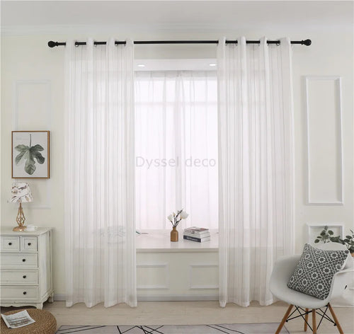 Rideau lin rayé style européen moderne salon chambre - vue 4 sur 7