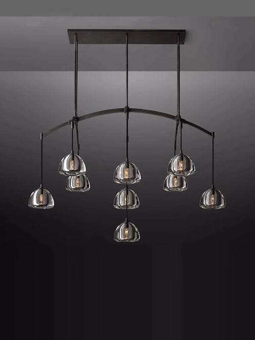 lustre vintage en cristal et cuivre pour éclairage intérieur - vue 6 sur 13