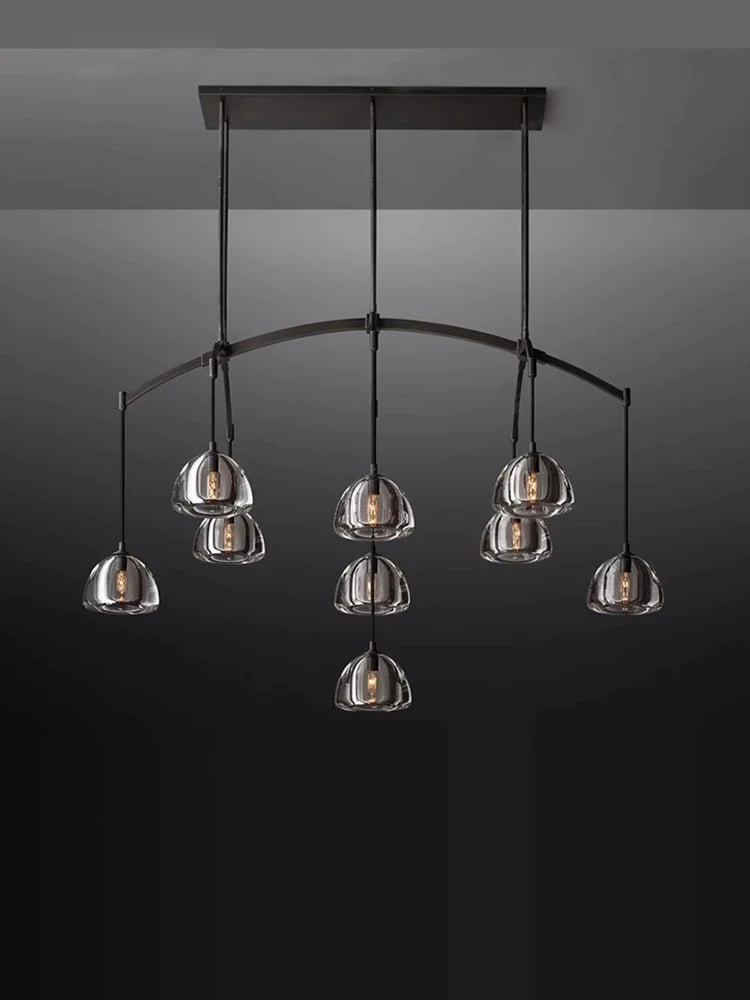 lustre vintage en cristal et cuivre pour éclairage élégant - vue 5 sur 13