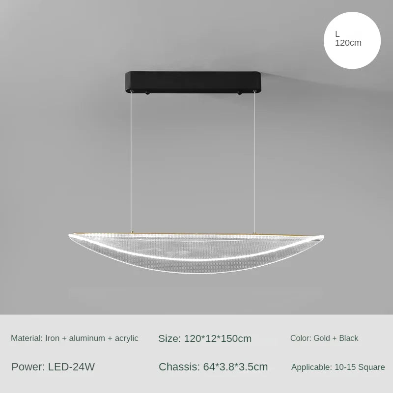 suspension moderne en fer incurvé avec éclairage led créatif - vue 8 sur 8