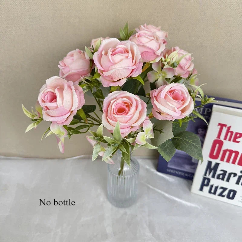 bouquet de roses artificielles en soie pour décoration intérieure - vue 10 sur 14