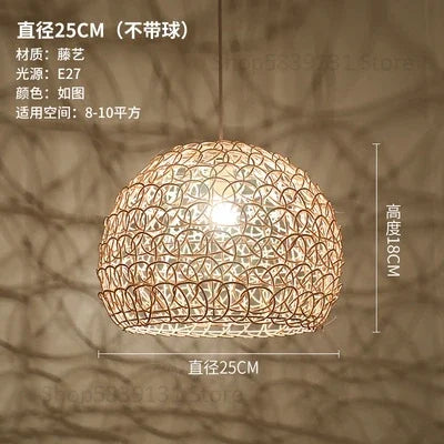 lustre en rotin tissé à la main style chinois moderne