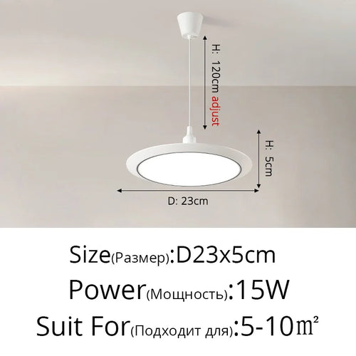 lustre led ultra-mince trois-preuve circulaire moderne minimaliste - vue 16 sur 22