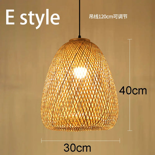 lustre style chinois fait main en bambou tissage pastoral vintage - vue 11 sur 30