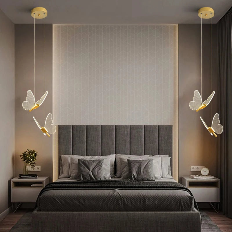 Lustre Papillon LED Acrylique Salle Escalier Suspension - vue 4 sur 12