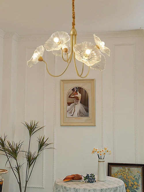 lustre moderne en verre en forme de fleur de lotus avec led - vue 7 sur 14
